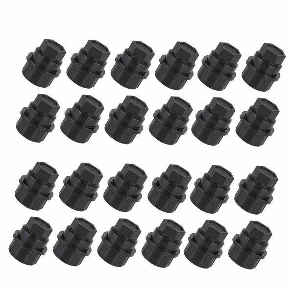 FZJDSD 24 pcs Black Wheel Lug Nut Covers Caps Compatible with Chevy Gmc 1500 2500 Full Size Truck Thread, Size M27-2.0, Hexagon Thread Size 27mm, Inner Thread Size 22mm, Height 40MM Replace 15646250