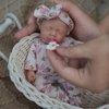 Newtotlove 7" Mini Silicone Baby, Reborn Baby Dolls Silicone Full Body Girl, Realistic Newborn Baby Doll Real Life Miniature Baby Doll with Feeding Accessories & Gift Box
