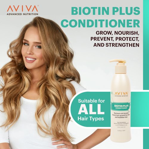 AVIVA - Biotin Conditioner, Revitalizing Hair Conditioner, Hair Growth Conditioner, Conditioner For Thinning Hair with Biotin, Argan Oil & Soy Protein, Sulfate, Paraben, & SLS-Free, 10.75 Fl Oz