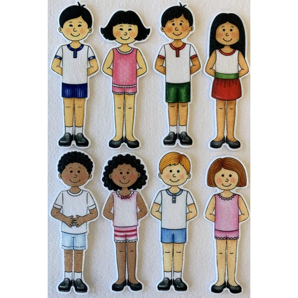 Dress Up Felt Doll Set 8 Dolls + 78 Pieces Flannel Board Boys & Girls Story Playboard