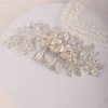 Missgrace Bride Wedding Crystal Pearl Leaf Hair Comb Silver Gold Bridal Hair Pieces Rhinestone Bridal Hair Clip Flower Hair Side Combs Wedding Hair Accessories for Brides Women (Silver)
