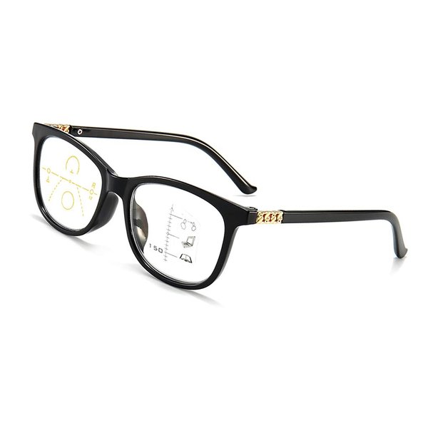 Progressive Multifocus Reading Glasses for Men & Women, No Line Multifocal Readers Blue Light Blocking Reading Glasses, 100% UV Protection, Improved Sight, Black 1.5X …