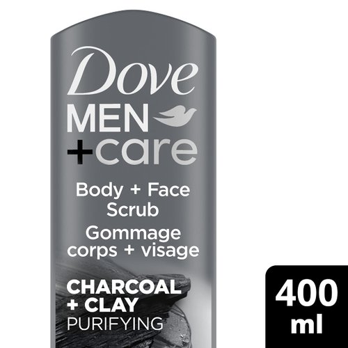Dove Purifying Charcoal + Clay Body and Face Wash with 24-Hour Nourishing Micromoisture Technology Body Wash for Men, 13.5 oz