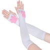 Nydotd Cat Paw Pad Mittens Gloves Kawaii Pink 3D Claw Fingerless Cute Cat Cosplay Gloves Sleeve for Girls Halloween Party (White, Long)