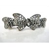 Generic Blue or gray butterfly bow crystal hair barrette clip bridal clip (Primary color: Gray), 1 Count (Pack of 1)