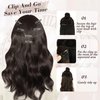 BARSDAR Clip in Hair Extensions for Women - 20 Inch Long Wavy Brown Hair Extensions Clip in - 6PCs Full Head Thick Soft Synthetic Clip in Hairpieces Daily Party Halloween- Dark Brown