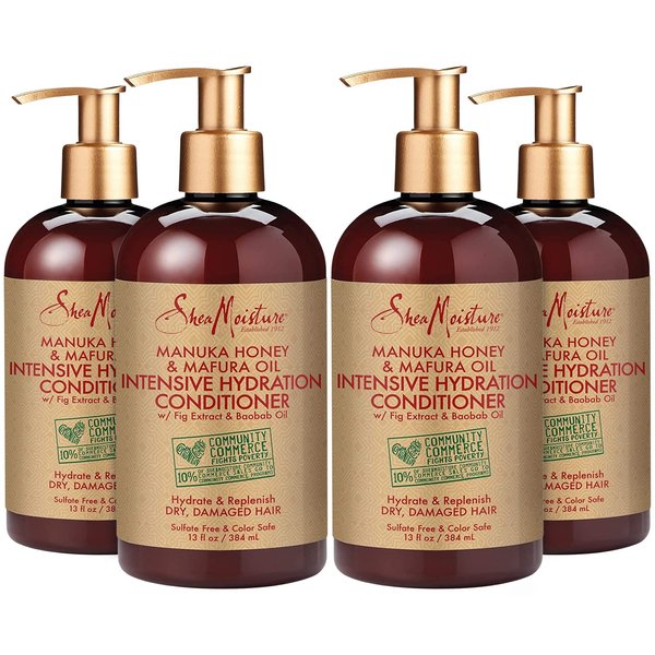 SheaMoisture Manuka Honey & Mafura Oil Conditioner with Fig Extract and Baobab Oil - Hydrate + Replenish, Shea Moisture Curly Hair Products to Nourish and Soften Hair, 13 Oz Ea (Pack of 4)
