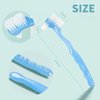 4 Pieces Denture Brush, Small Toothbrush for Dentures, Multi-Layered Bristles Ergonomic Rubber Handle for False Teeth Cleaning