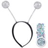 Alien Headband with Glitter, Silver Martian Alien Antenna Headband Glitter Ball Boppers & Silver Holographic Chunky Glitter, Alien Costume Accessories Space Costume Party Favors for Adult Women