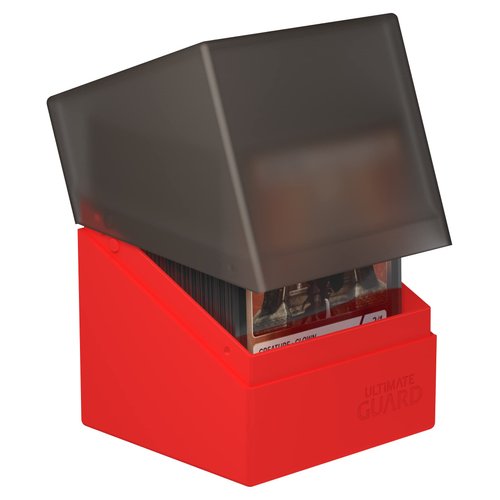 Ultimate Guard Boulder Synergy 100+, Deck Case for 100 Double-Sleeved TCG Cards, Black/Red, Secure & Durable Storage for Trading Card Games
