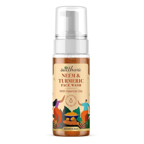 Satthwa Neem & Turmeric Face Wash for Deep Clean to Reduce Acne & Remove Dead Skin & Pimples with Turmeric Extract & Neem Leaf Extract -125ml (4.2oz)