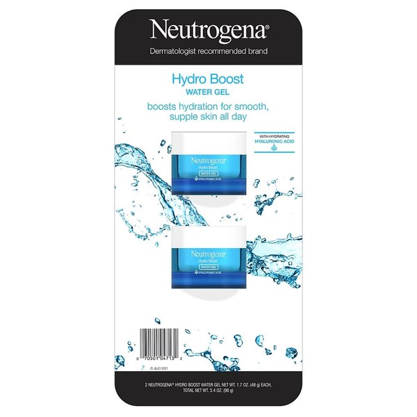 Neutrogena Hydro Boost Hyaluronic Acid Hydrating Water Gel Daily Face Moisturizer for Dry Skin, Oil-Free, Non-Comedogenic Face Lotion, 1.7 fl. Oz 2 PACK