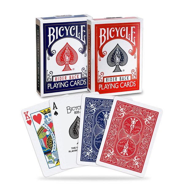 Bicycle Rider Back Playing Cards, Standard Index, Poker Cards, Premium Playing Cards, Red & Blue, 2 Count (Pack of 1)