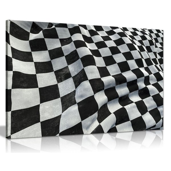 F1 Racing Chequered Flag Boys Bedroom Canvas Wall Art Picture Print (36x24)