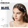 Firuilo Blue Thin Flower Headbands Pearl Crystal Hair Bands Wave Beaded Hair hoop Bridal Wedding Party Hair Accessories for Women and Girls (Blue)