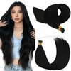 YoungSee Itip Human Hair Extensions Black I Tip Hair Extensions for Black Women I-Tip Hair Extensions Human Hair Itips Extensions Real Human Hair Black 18Inch 60 Strands 50g Pre Bonded Hair Extensions
