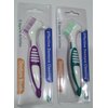 Gus Craft 2-Pack Denture Cleaning Brush Set- Premium Hygiene Denture Cleaner Set For Denture Care- Top Denture Cleanser Tool w/Multi-Layered Bristles & Ergonomic Rubber Handle (Green and Purple)