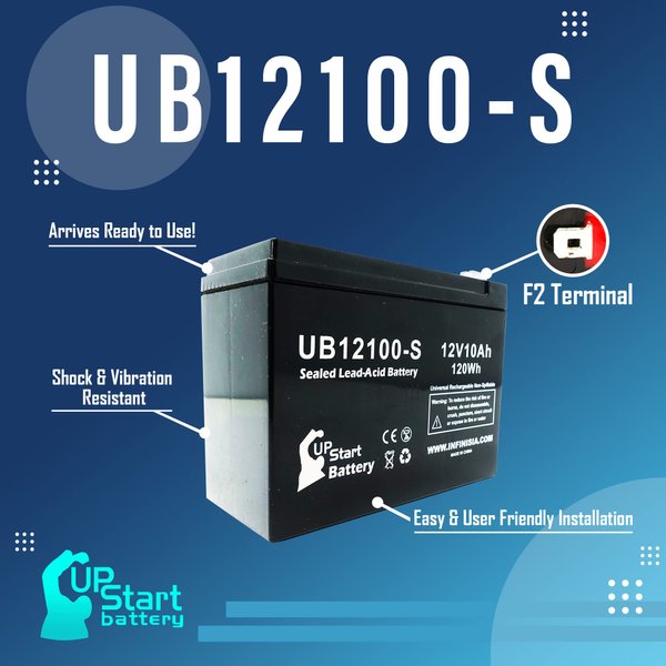 Replacement for Replacement for Cyber Power PP1100SW Battery - Replacement UB12100-S Universal Sealed Lead Acid Battery (12V, 10Ah, 10000mAh, F2 Terminal, AGM, SLA)