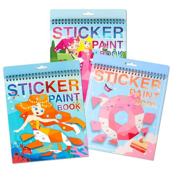 AEAHALY Sticker Book Crafts for Kids Ages 4-8 Paint by Sticker Kids Reusable Sticker Book for Toddlers Boys and Girls Birthday Gifts Party Favor, Travel Activity Book Set for Learning, 3 Pack