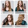 YAPOY Cordless Automatic Curling Iron Rechargeable Auto Curlers with 5 Temps & Timers, Heat Insulation Chamber, LCD Screen, Auto Shut-Off, Suitable for Short & Long Hair Styling - Grey&Magenta