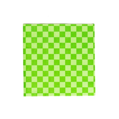 Jollity & Co Check It! Cocktail Napkins - Party Napkins in Limelight Green - Pack of 20 Cocktail Napkins - Easy to Mix and Match - Paper Napkins to Suit All Occasions and Birthday Decorations