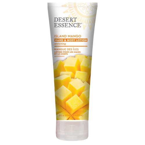 Desert Essence Island Mango Hand & Body Lotion - 8 Fl Ounce - Enriching - Aloe Vera - Jojoba & Coconut Oil - Shea Butter - Delightful Scent - Moisturizes & Refreshes Skin