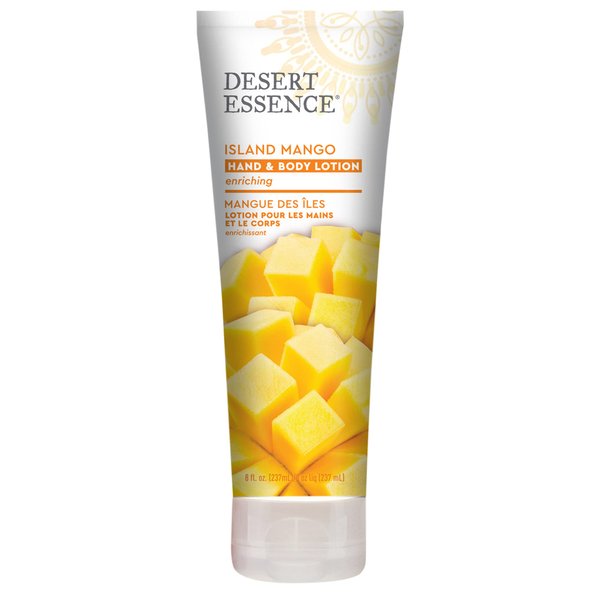 Desert Essence Island Mango Hand & Body Lotion - 8 Fl Ounce - Enriching - Aloe Vera - Jojoba & Coconut Oil - Shea Butter - Delightful Scent - Moisturizes & Refreshes Skin
