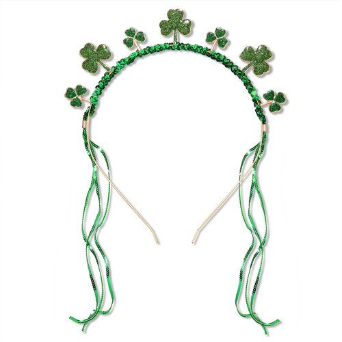 BVGA St. Patrick's Day Headband Festival Rhinestone Glitter Shamrock Hair Accessories Green Lucky Irish Clover Hair band for Women Girls Saint Patrick's Day Party