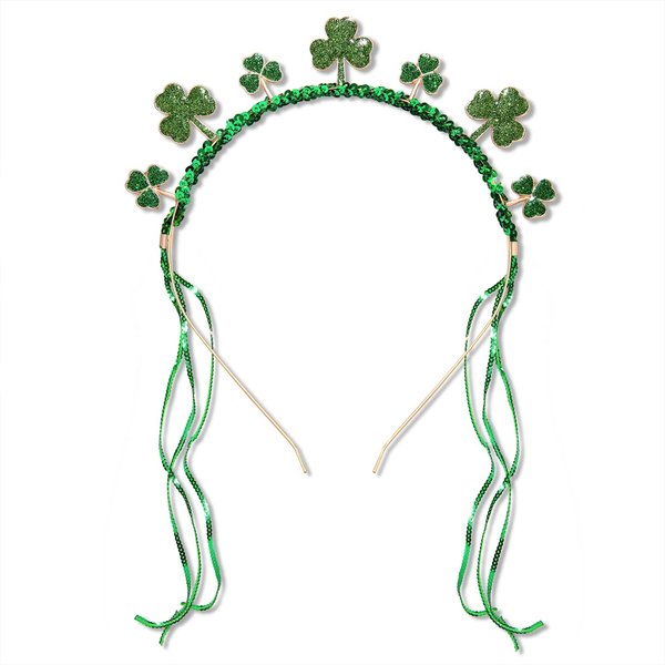 BVGA St. Patrick's Day Headband Festival Rhinestone Glitter Shamrock Hair Accessories Green Lucky Irish Clover Hair band for Women Girls Saint Patrick's Day Party