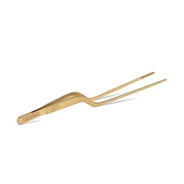 JB Prince Gold Offset Fine Tip Tweezer - 7.8-in