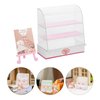 ibasenice Miniature Bakery Case, Dollhouse Cake Bread Stand Display Cabinet 1:12 Scale Mini Food Display Cabinet Model with Sliding Door for Dollhouse Store Scene Decoration Pink