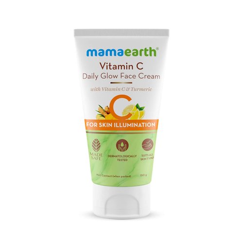 Mamaearth Vitamin C Daily Glow Face Cream for Skin Illumination | Reduces Sun & Free Radical Damage | Gives Deep Hydration with Naturally Glowing Skin | 5.29 Oz (150g)