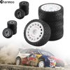 Chanmoo 1/10 RC Rally Car Tires On Road Tyres 12mm Hex Plastic Wheels Rims Compatible with 1/10 Scale Racing Car Tamiya TT01 TT02 XV01 TA06 PTG2 HPI KYOSHO HSP RC On-Road Car 4PCS (White)