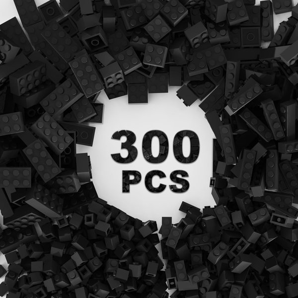 WEBRICK 300 Pcs Classic Building Bricks, Black Bulk Bricks,Compatible with Major Brands Parts and Pieces, Creative Building Block Toys for Boys Girls Ages 6 7 8 9 10 Year Old…