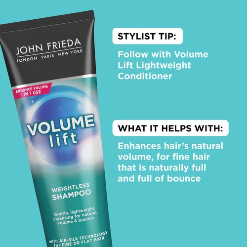 John Frieda Volume Lift Lightweight Shampoo for Natural Fullness, 8.45 Ounces, Safe for Colour-Treated Hair, Volumizing Shampoo for Fine or Flat Hair