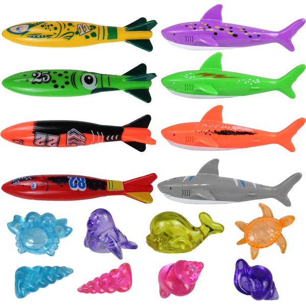 CraftEdge Water Pool Toys Set, Dive Toys for Swimming Underwater Training Diving Set, Swimming Pool Party Game Toy for Kids Summer Gifts (Multicolor Torpedo)