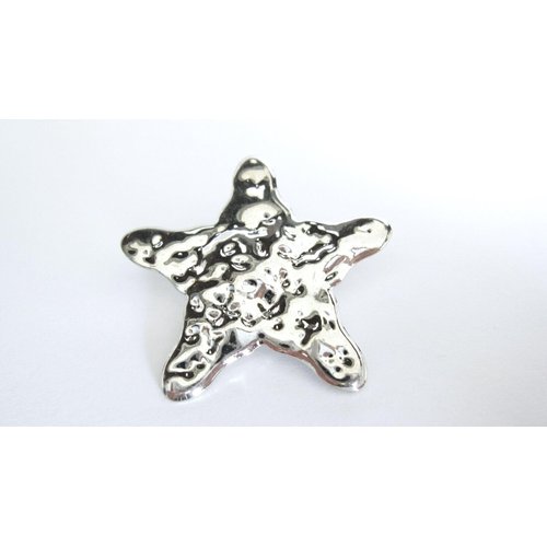 Small silver hammered metal star alligator hair claw clip clamp fine hair