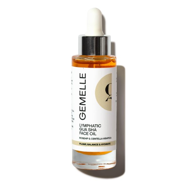 GEMELLE Lymphatic Gua Sha Face Oil | 6x Award Winner | Detox, Plump, Balance, Hydrate, Lymphatic Drainage | High-Altitude Rosehip, Centella Asiatica & More! | Paraben-Free, Natural Skin Care| 30ml