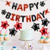 Happy Birthday Balloons Banner, 13 PCS Black Red Balloon, Happy Birthday Balloons, 16 Inch Foil Letter Balloon Happy Birthday Banner with 12pcs Star Balloons for Birthday Party Decorations Supplies