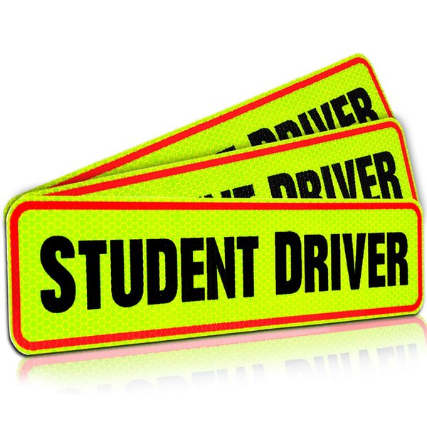 Reflective Student Driver Magnet | 12" Car Magnet Sticker for New & Beginner Drivers | Weatherproof & Magnetic | Accessories for Student Driver | Driving Signs Stickers