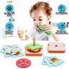Wooden Sandwich Sorting Stacking Toys Play Food Set for Toddlers Preschool Educational Montessori Toys Fine Motor Toys for Kids Boys Girls