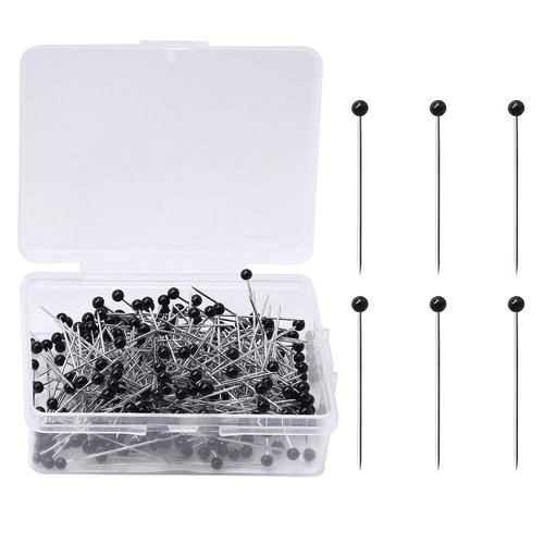 250 Pieces Sewing Pins Ball Glass Head Pins Straight Quilting Pins for Dressmaker Jewelry Decoration, Black