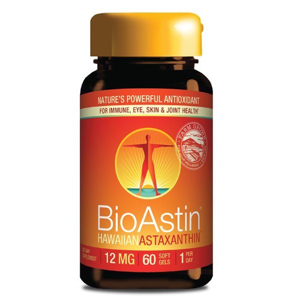 Nutrex Hawaii BioAstin Hawaiian Astaxanthin - 12mg, 60 Softgels - Farm-Direct Premium Antioxidant Supplement to Support Eye, Skin, Joint & Immune System Health - Non-GMO & Gluten-Free