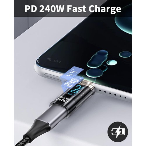 Duttek 240W USB C Extension Adapter Power Meter Tester, USB C Male to Female Adapter with Wattage LED Digital Display, for iPhone 15, Type-C Cables/Devices (2 Pack-Transparent)