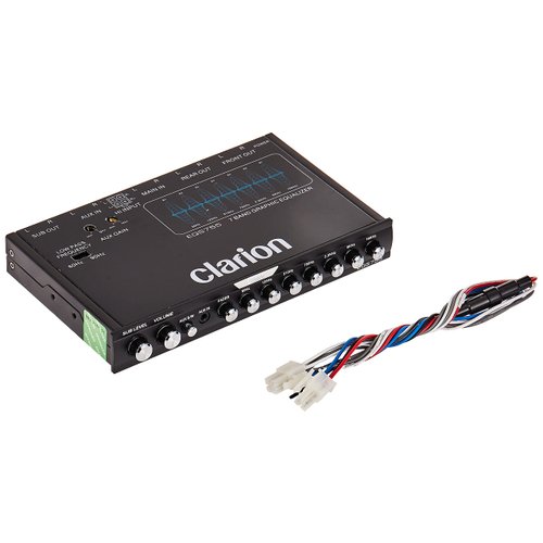 Clarion EQS755 7-Band Car Audio Graphic Equalizer with Front 3.5mm Auxiliary Input, Rear RCA Auxiliary Input and High Level Speaker Inputs, BLACK