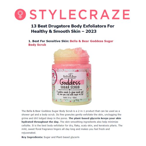 Bella & Bear Goddess Sugar Scrub - Travel Size - Vegan 3.4oz (Travel Size)