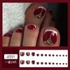 Red Press on Toenails French Tip Fake Toenail Rhinestone False Nail for Toe Red Glossy Full Cover Toe Nails Bling Artificial Toenails Acrylic Foot Nail Tips for Women and Girls 24Pcs Toenails Decor