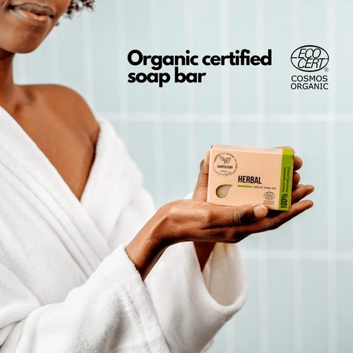 SoapFactory Organic Soap Bar with Turmeric and Tee Tree Oil for Men and Women, 100% Natural Facial Cleanser, Face and Body, Vegan, Handmade, 3.88 ounce