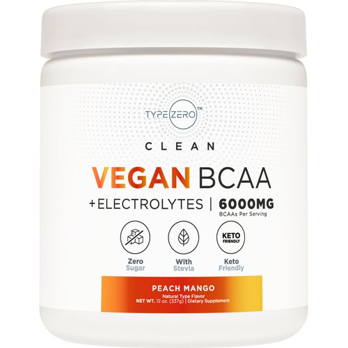 Ultra Clean Vegan BCAA Powder + Electrolytes (Peach Mango | 6G) 2:1:1 Sugar-Free/No Sucralose BCAAs Amino Acids Supplement for Women/Men - Best BCAA Vegan Amino Acids After Post Workout Recovery Drink