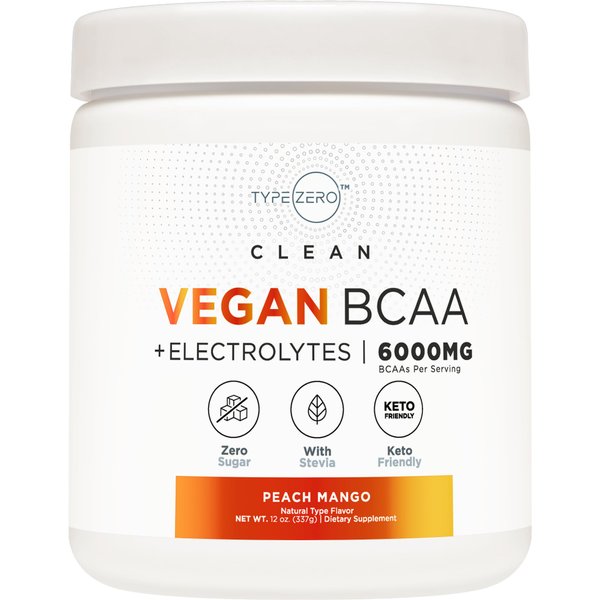 Ultra Clean Vegan BCAA Powder + Electrolytes (Peach Mango | 6G) 2:1:1 Sugar-Free/No Sucralose BCAAs Amino Acids Supplement for Women/Men - Best BCAA Vegan Amino Acids After Post Workout Recovery Drink